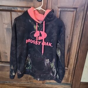 Mossy Oak Kids Hoodie - Black and Pink Camo
